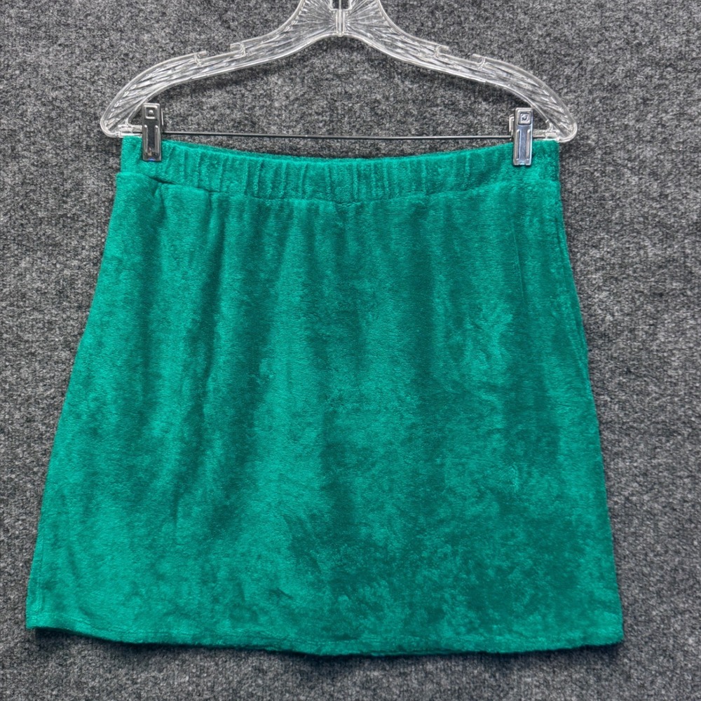 For Days Terry Cloth Mini Skirt Wmns L Green 150079W Organic Cotton Retro Summer